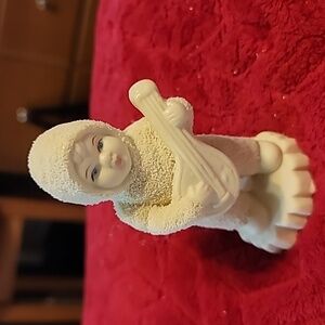 Cream Snowball Kids Angel Figurine With Guitar